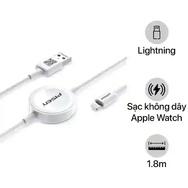 Cáp sạc Pisen iWatch 2 trong 1 Lightning